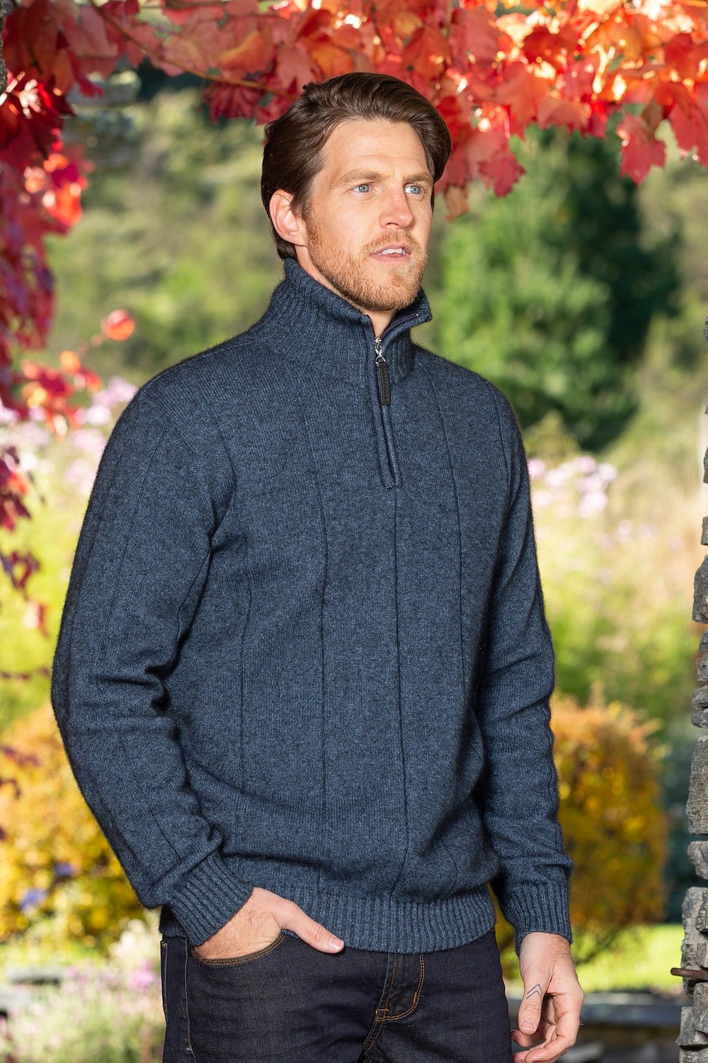 Men's Javelin Zip Neck Sweater - Neptune
