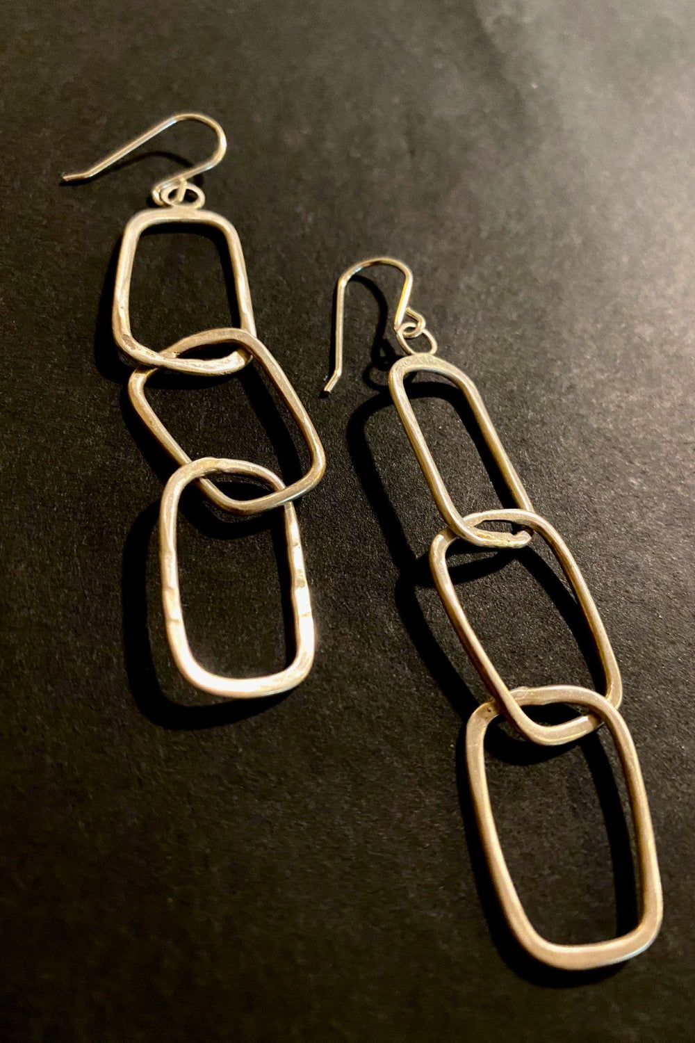 Sterling Silver Square Link Chain Earrings W62