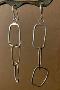 Sterling Silver Square Link Chain Earrings W62